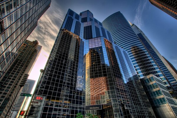 Tall buildings. Reflection of the city