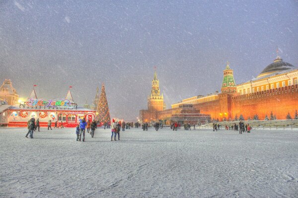 Plac Czerwony zimą w Nowy Rok