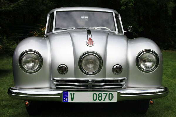 Hermoso coche clásico en gris