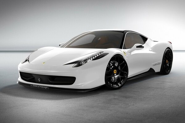 Tuned white ferrari ea grey background