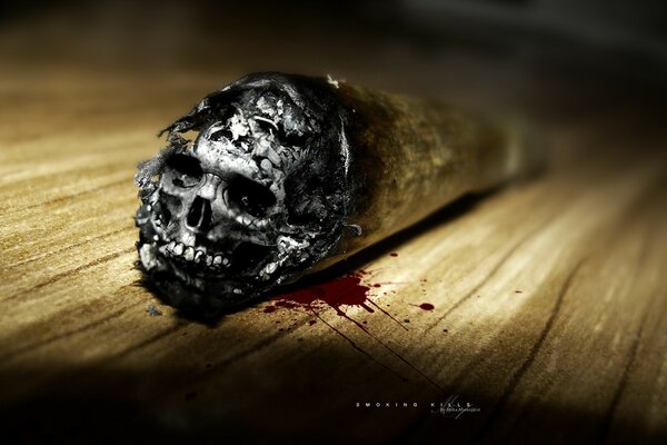 Zigarette. Der Tod ist für einen Menschen. Asche