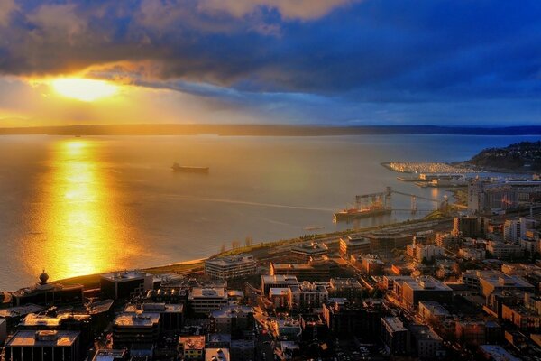 Gorgeous sunset from a bird s-eye view