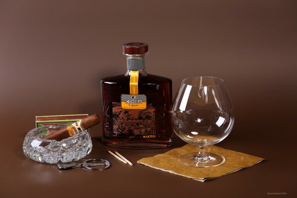 Photo cognac verre cigare