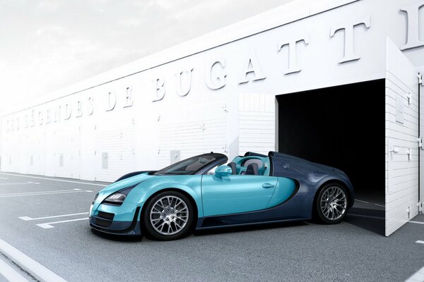 Samochód Bugatti w odcieniach błękitu