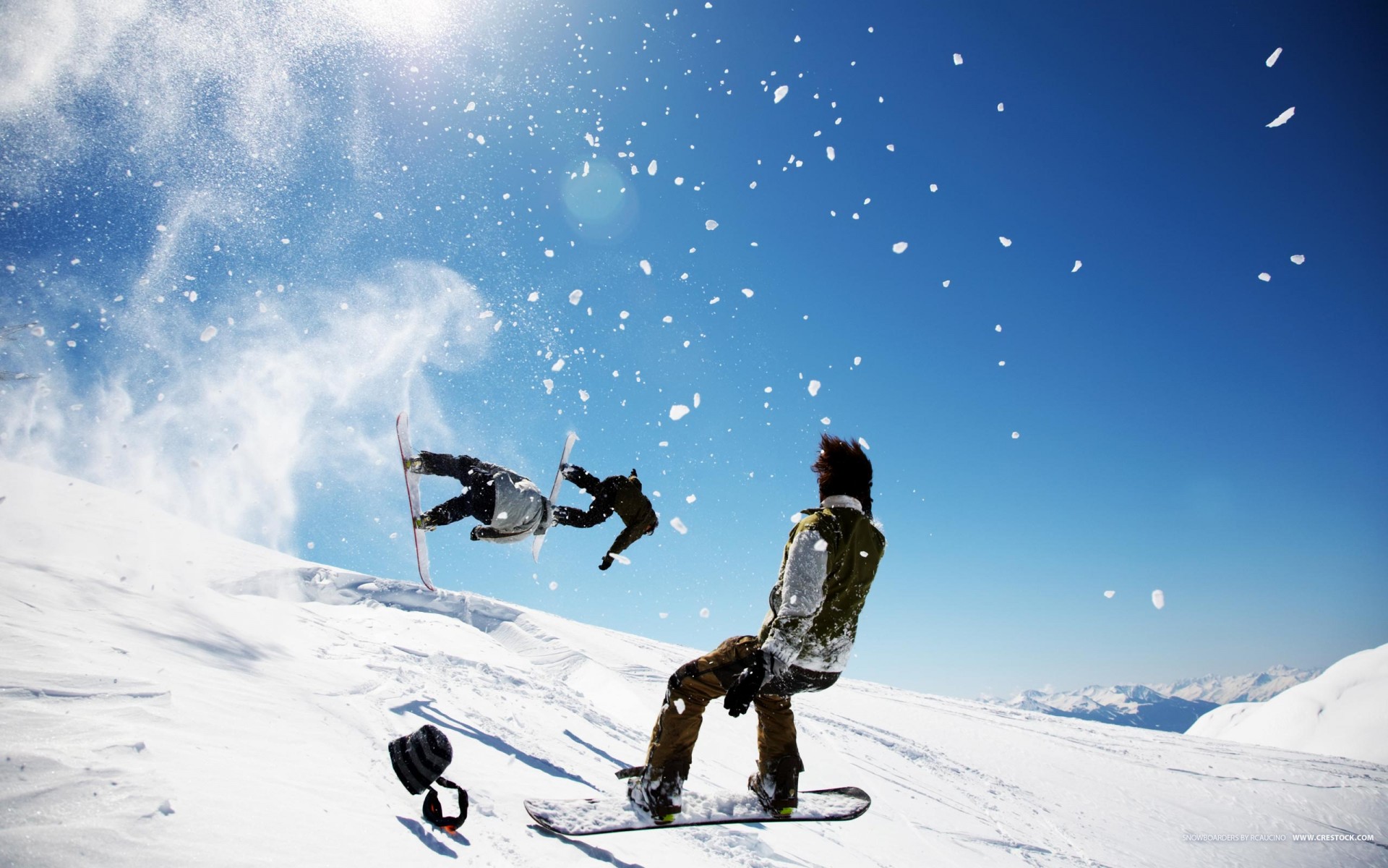 snowboard zima śnieg niebo