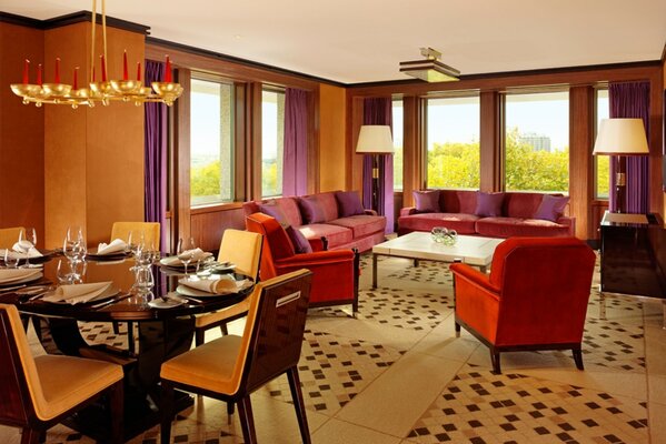 Beautiful living room in red tones