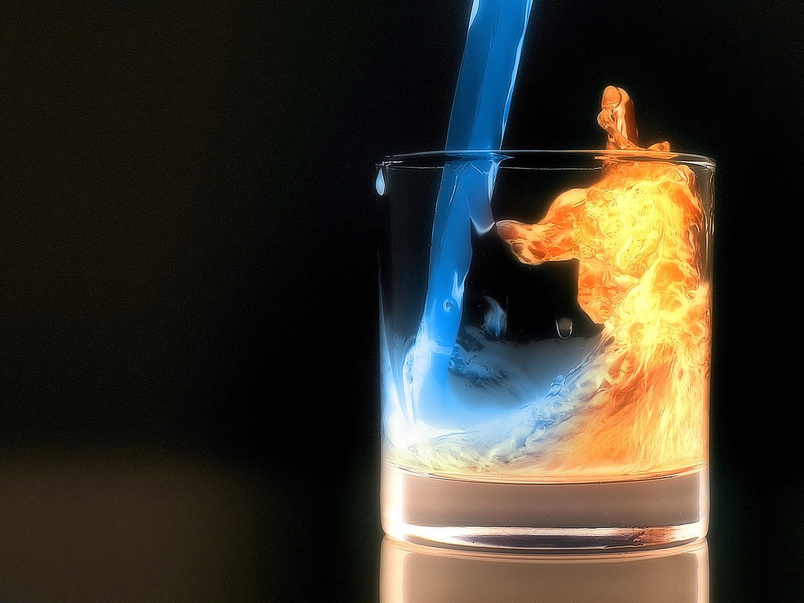 nacht glas feuer wasser