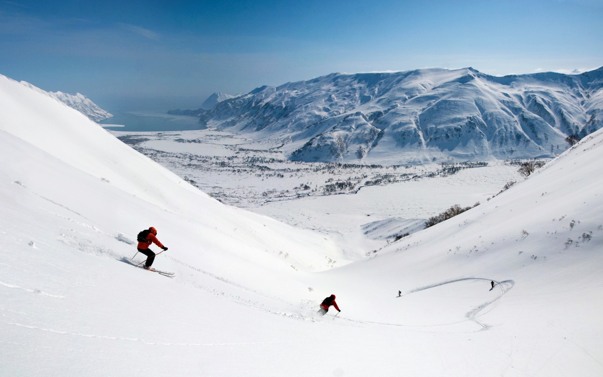 berge tal schnee abstieg skifahren geschwindigkeit