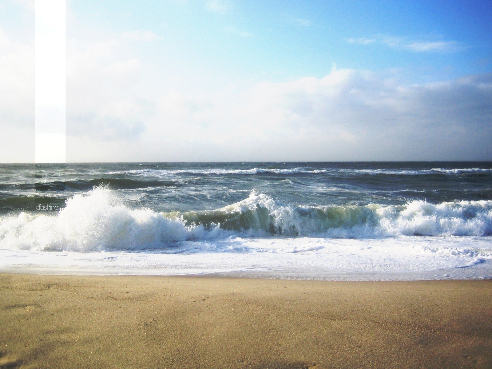 landschaft meer wellen spritzer sand schneidigen streifen schaum schriftzug