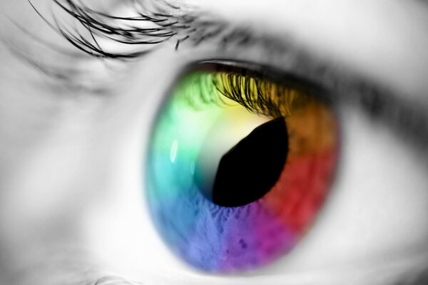 An eye in a multicolored spectrum