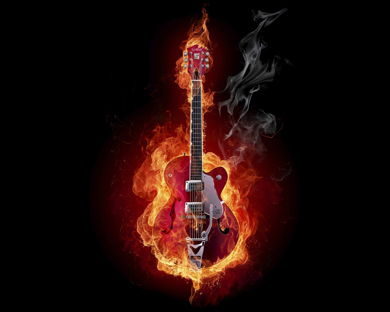 fuego humo guitarra