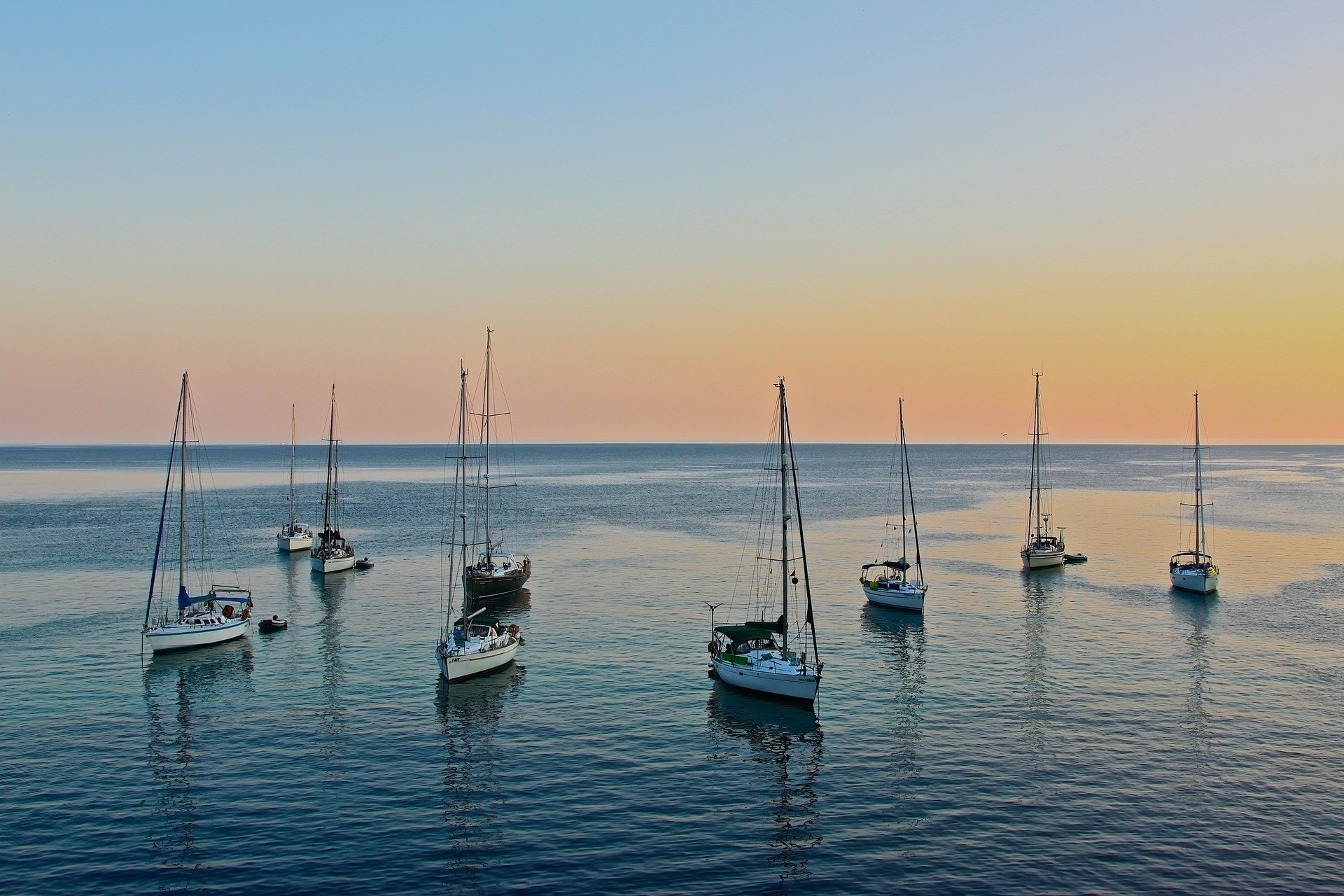 bleu coucher de soleil mer