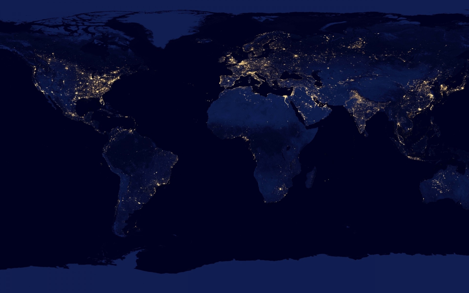 lights continents night card nasa space planet land