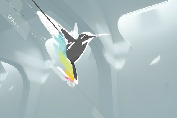 Dibujo de colibrí en estilo minimalista