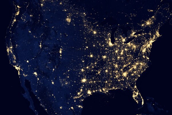 Foto notturna del Nord America dallo spazio