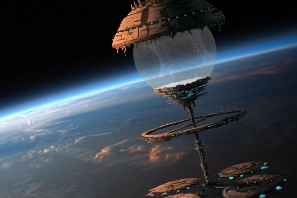 Stazione di arte pianeta sfera nave