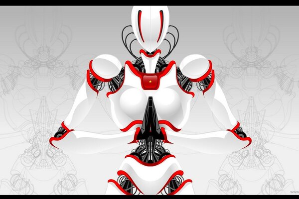 Robot di colore bianco con linee rosse