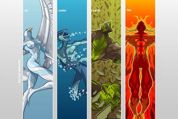 Four elements in the anime style