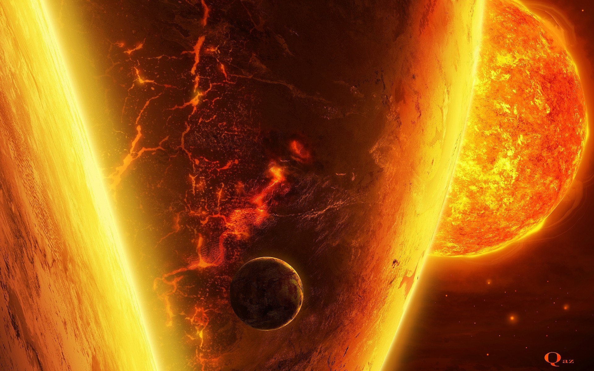 planète feu art crack soleil étoile espace lave géant