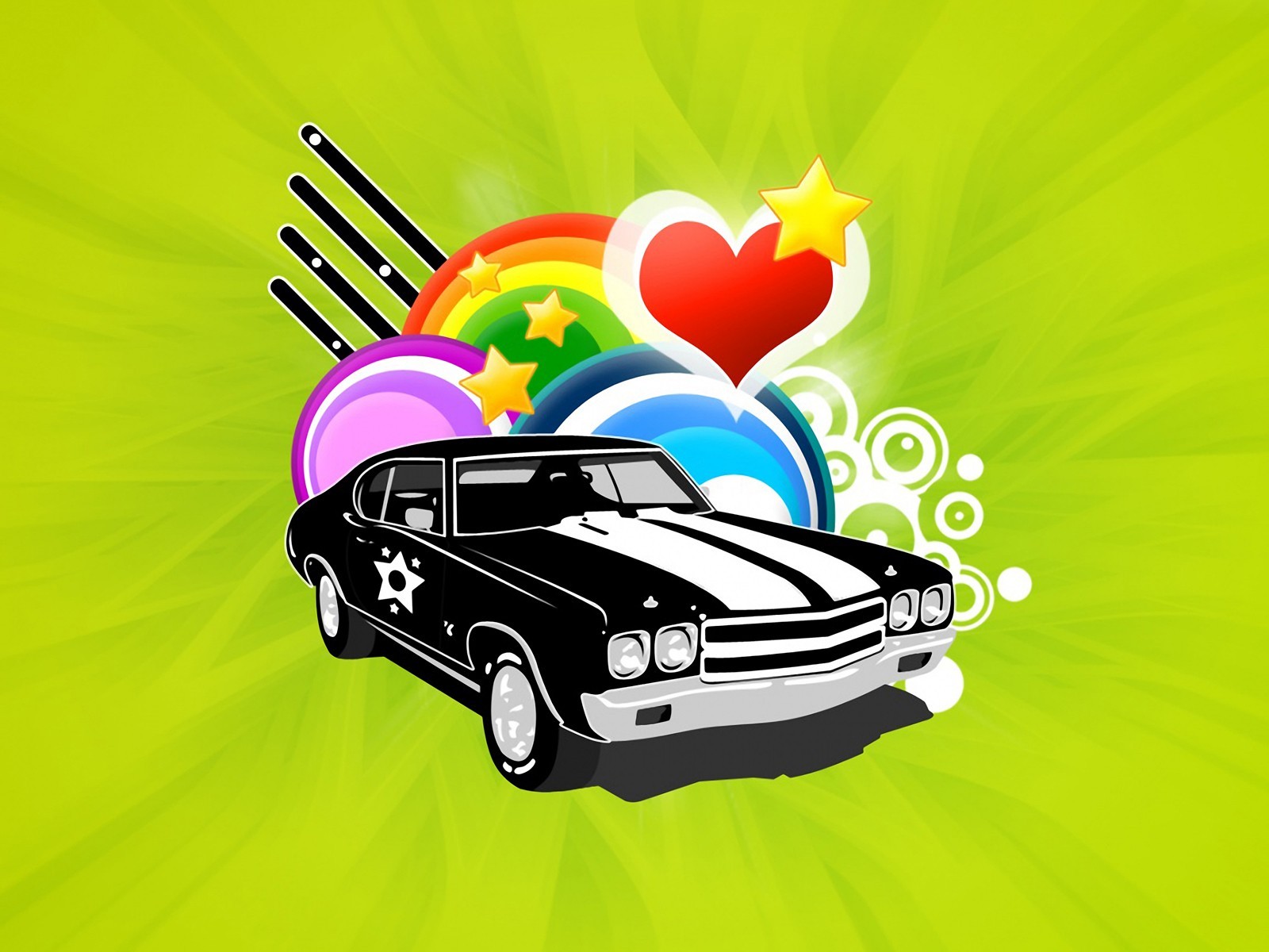 vector auto collage corazón estrella círculos