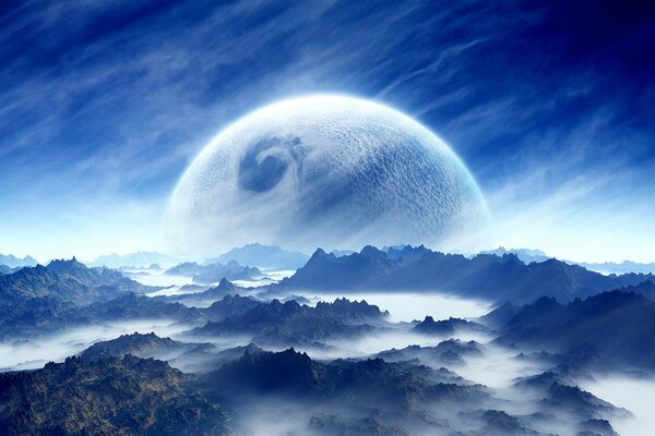 Sky Planet Fantasy Landscape blue