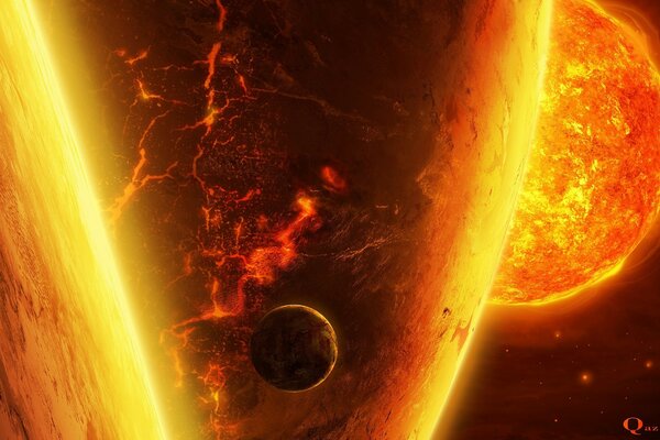 Planet Feuer Sonne Kosmos Lava Riese