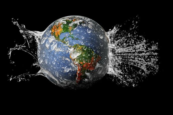 Spruzzi d acqua sul pianeta terra