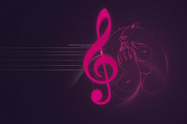 Treble clef pink