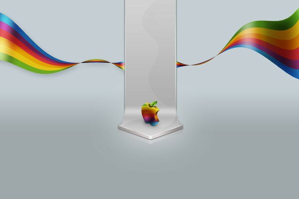 An apple on a white background and a color spectrum