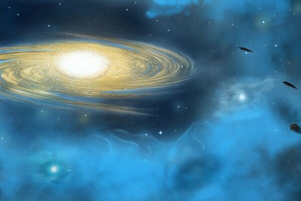 Nebulosa nella galassia. Veicoli spaziali nello spazio