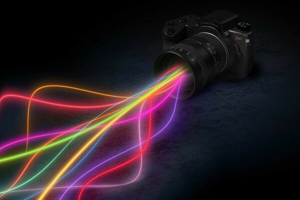La cámara emite rayos multicolores