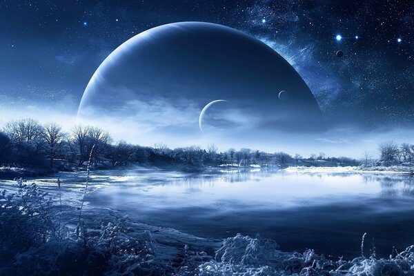 Ein Planet in einer fantastischen Landschaft der Natur