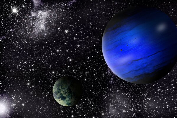Blauer Planet. die Erde. Schwarzer Sternenhimmel
