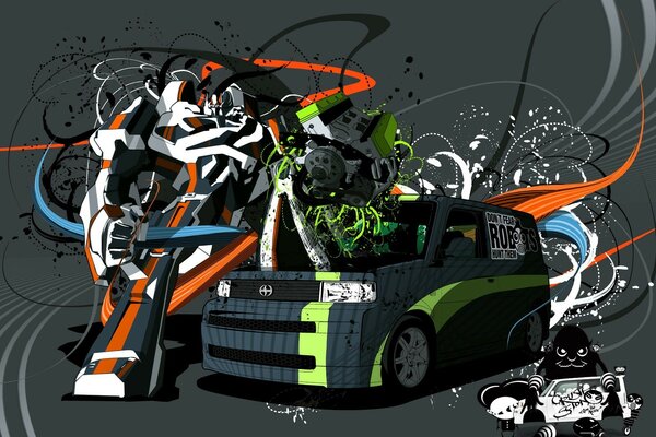 Abstraction of robots and transformers on cars