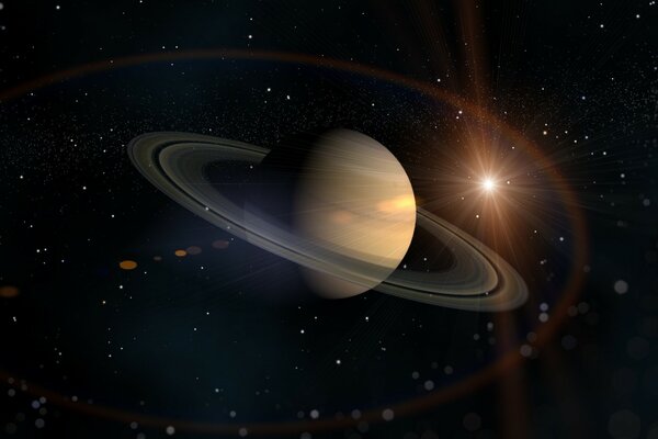 Los famosos anillos del planeta Saturno en el espacio negro