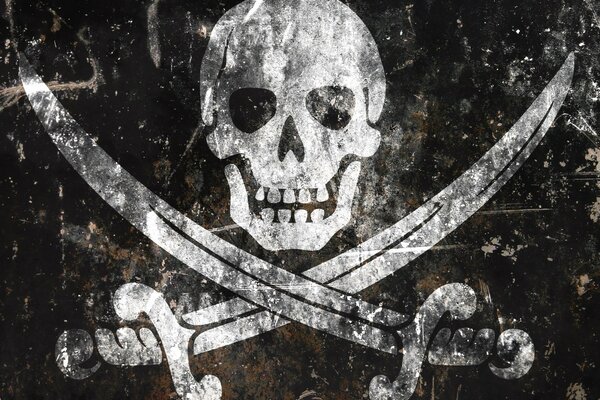 Pirate flag with skull and knives