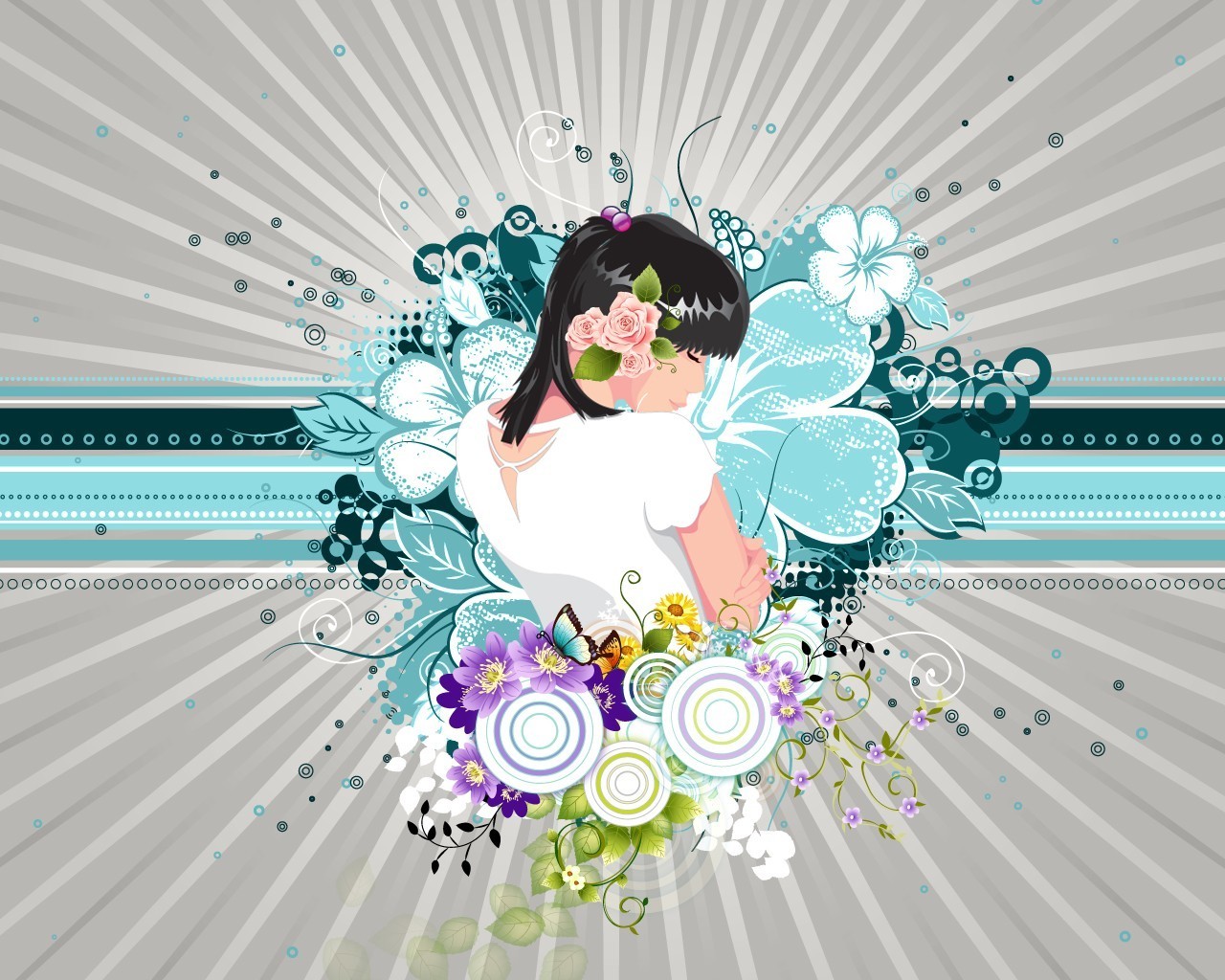 vector girl flower