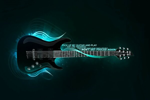 Musical blue neon guitars