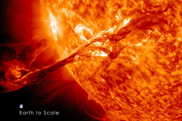 El sol sangriento alrededor de la tierra y los planetas