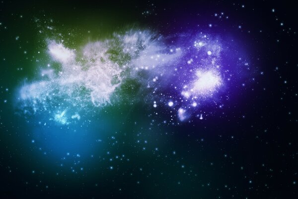 Violette und grüne Nebel. galaxien im Weltraum