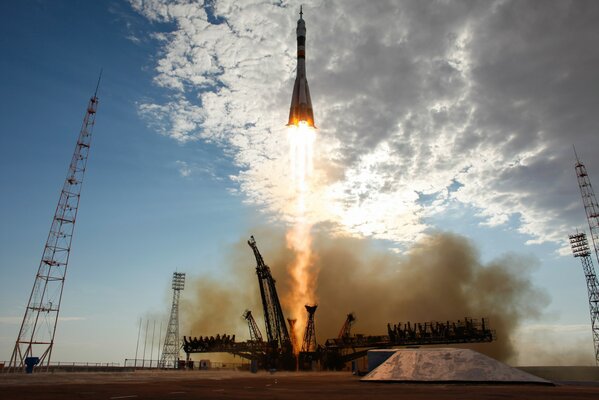 Rocket takeoff from the Baikonur cosmodrome