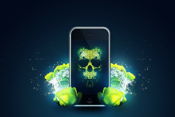 The skull is green in the phone