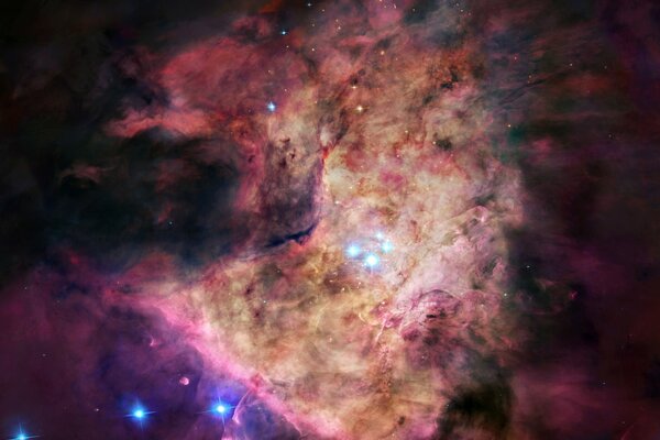 The constellation of Orion on the background of the nebula