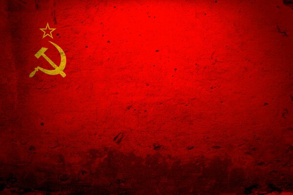 Bandera roja de la URSS con la imagen tradicional