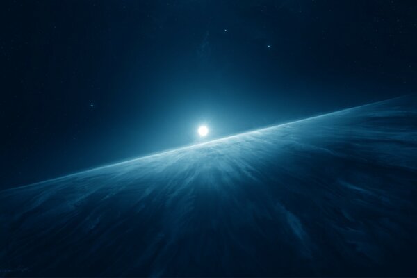 Ein Planet im Sonnensystem im blauen Licht