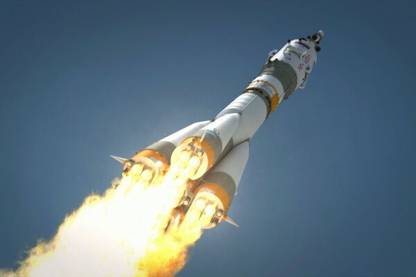 Launch of the Soyuz rocket into the sky