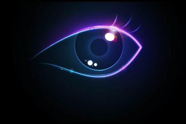 Image of an eye in purple on a black background