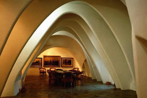 Stylish cave house with paintings