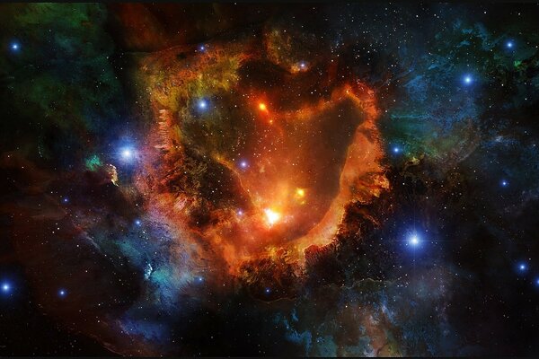 The nebula and the shining of stars in space