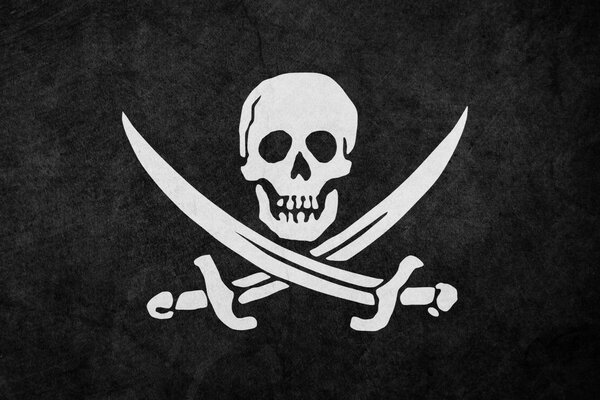 Black pirate flag with a skull